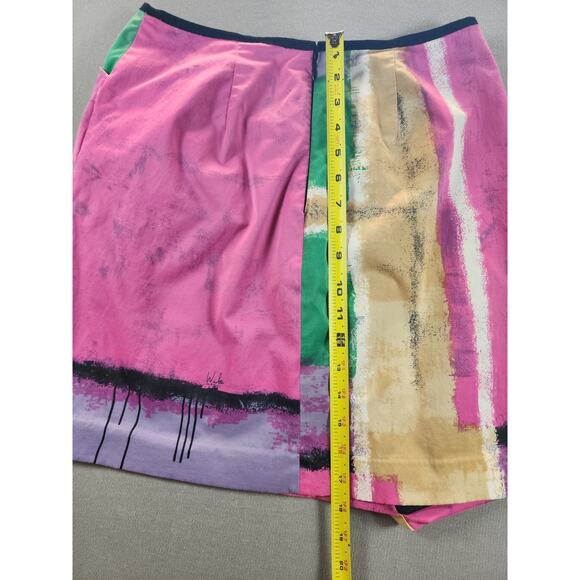 Walter Womens Faux Wrap Skirt Size 10 Watercolor Short Office 80s Y2K - Picture 5 of 7